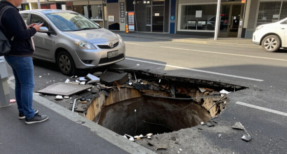 Sinkhole Large Enough To 'Take A Car' Opens Up On Auckland Street - 1News