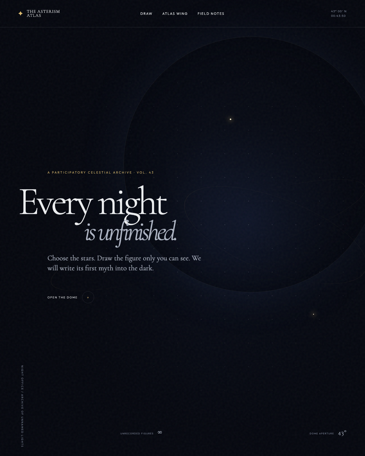 Live view of The Asterism Atlas — Draw a Myth Into the Sky